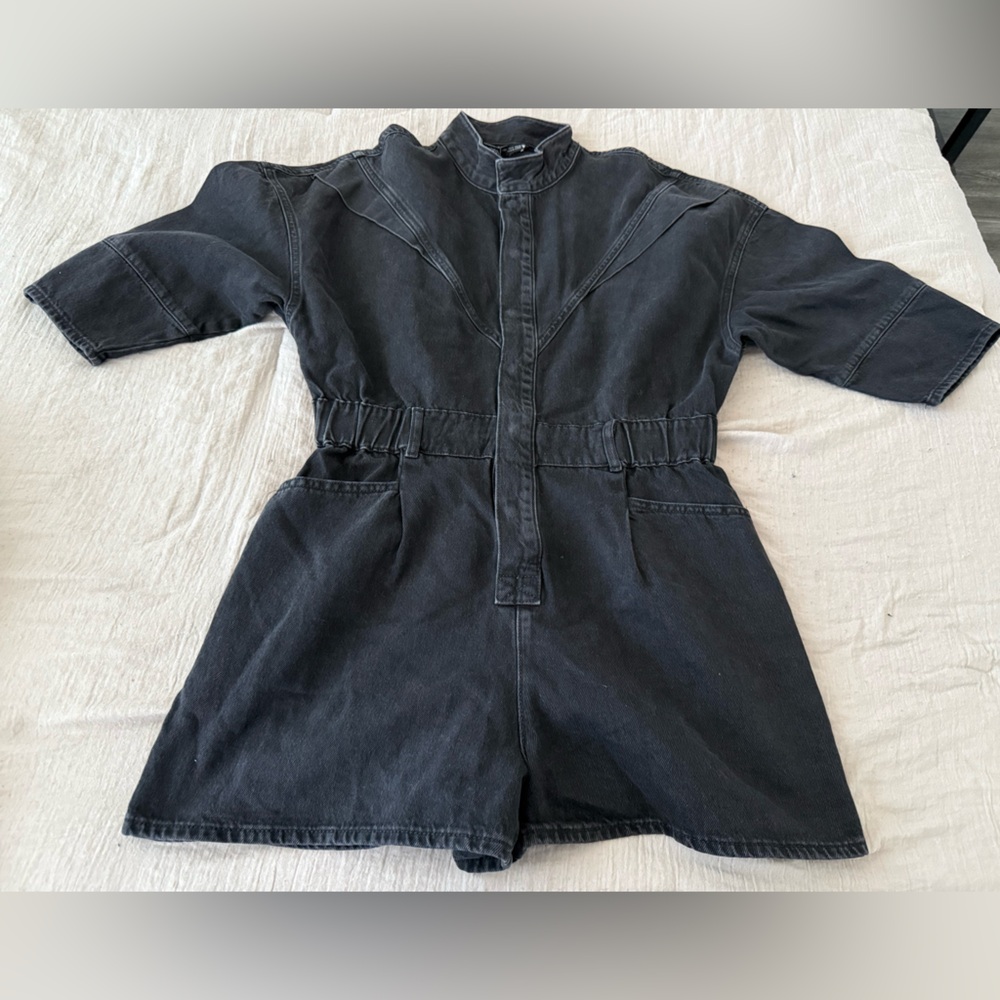 Zara Black Denim Jumpsuit